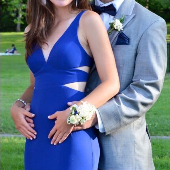 faviana royal blue prom dress